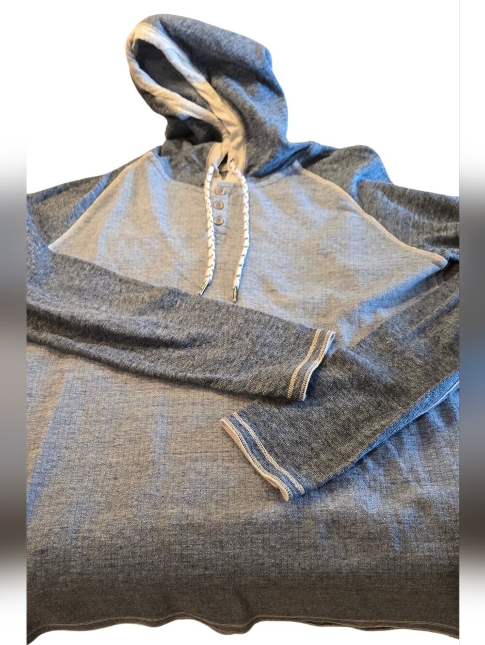 BKE Two-Tone Gray Hooded Long-Sleeve Shirt Size Med